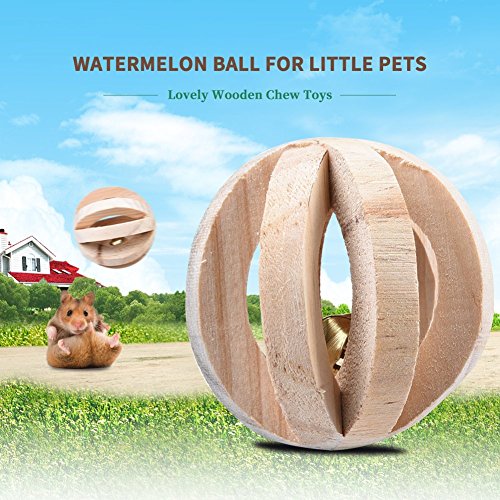 Leisuretime 5 Piezas Conjunto de Juguetes para Mascotas Little Pets Chew Toys de Madera Pine Dumbells Unicycle Bell Roller Chew Toy para Gatos Conejos Hamster Rat