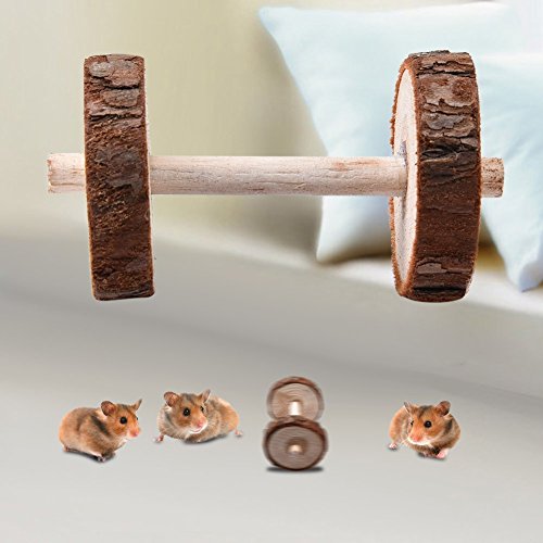 Leisuretime 5 Piezas Conjunto de Juguetes para Mascotas Little Pets Chew Toys de Madera Pine Dumbells Unicycle Bell Roller Chew Toy para Gatos Conejos Hamster Rat