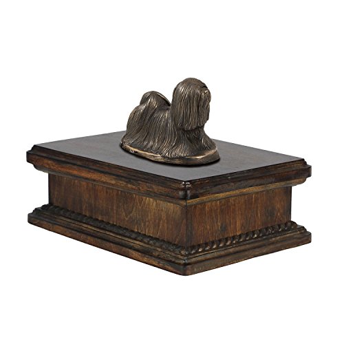 Lhasa Apso, urna para Cenizas de Perro, Memorial con Estatua, Nombre de la Mascota y Cita – ArtDog Personalizado