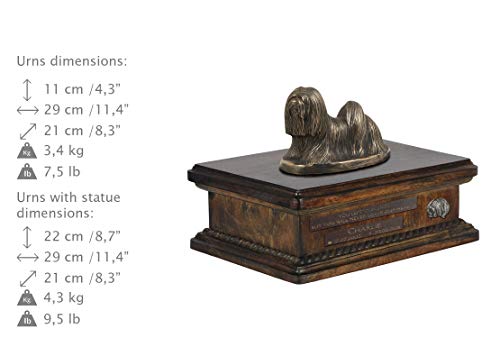 Lhasa Apso, urna para Cenizas de Perro, Memorial con Estatua, Nombre de la Mascota y Cita – ArtDog Personalizado