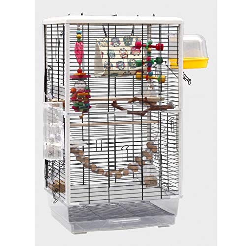 Liangzishop Gran perico Loro Jaula del pájaro del Cockatiel Canarias Lovebird Budgie Parrotlet erythrura Jaula del Animal doméstico Jaula de pájaro con la Escala Juguetes Colgantes (Color : A)