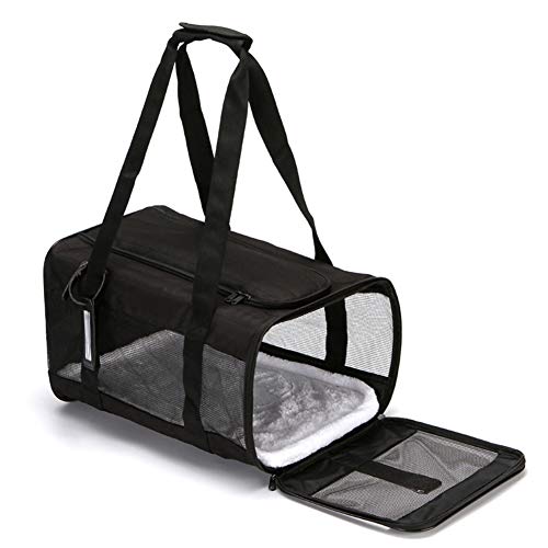 Liapianyun Bolsa De Transporte para Gatos Perros, Perro Jaula De La Caja De Transporte De Coches Mascota De Viaje Mochila Plegable Oxford Tren Aviones Coche Ideal para Viajes,Negro