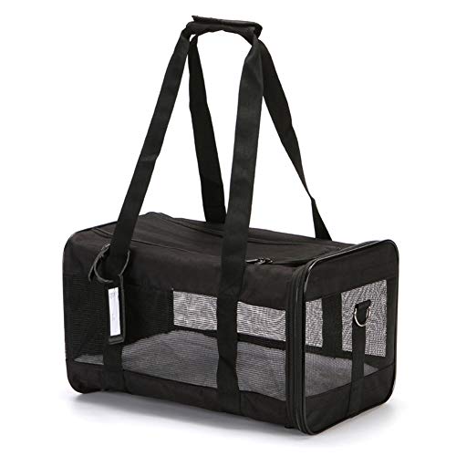 Liapianyun Bolsa De Transporte para Gatos Perros, Perro Jaula De La Caja De Transporte De Coches Mascota De Viaje Mochila Plegable Oxford Tren Aviones Coche Ideal para Viajes,Negro