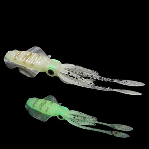 LIOOBO señuelos de Pesca señuelos Suaves flotantes Pulpo Luminoso Calamar Artificial señuelos de Pesca Cebo de Aguas Profundas 5 Piezas (6 5 cm)