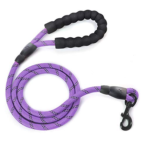 Litthing Correa para el Perro Nylon Ajustable Negro sólido Reflectante 150 cm para Perros Grandes o medianos Adecuado para Correr Senderismo Correr (Morado)