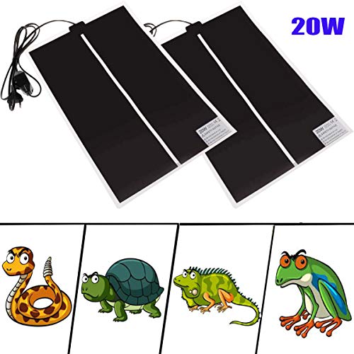 Liuer 2PCS Manta Termica Reptiles Ajustable Reptil Heat Mat con Control De Temperatura Reptiles-Estera de Calefacción para Reptiles,Tortugas,Serpientes,Lagarto,Gecko,Araña (20W)