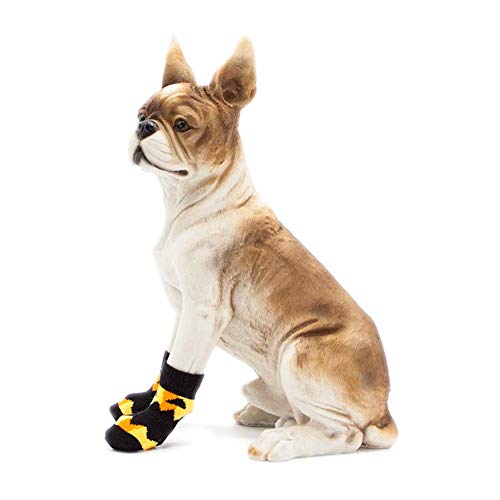 LLSS 2 Pares de Calcetines de Halloween para Perros Calcetines de Calabaza para Perros Calcetines Antideslizantes para Perros Protectores de Patas Calcetines para Perros Calcetines