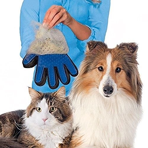 Locisne 2Packs perro de mascota Gato limpieza de baño cepillo guante Silicona True Touch para masaje suave y eficiente Grooming Groomer Eliminación removedor pelo Limpiar el guante,la mano derechas