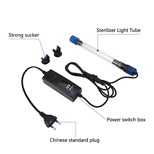 Luz sumergible esterilizadora UV para acuario, lámpara esterilización subacuática algas verdes bacterias que desprenden lámpara ultravioleta esterilizador de agua desinfección para acuario