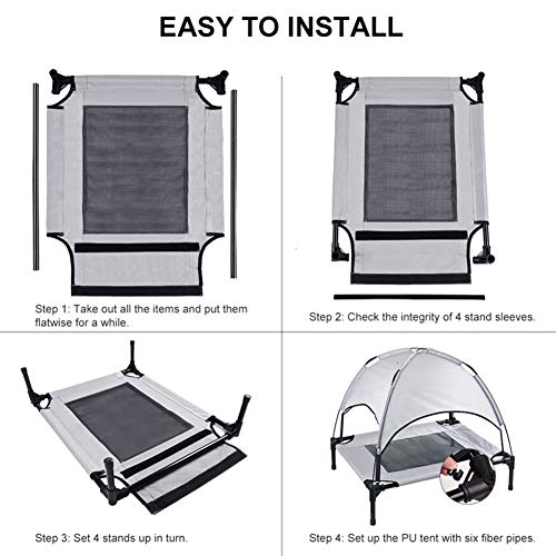 MAFANG Cama Elevada para Mascotas Elevada para Perro O Gato, Cama De Refrigeración Al Aire Libre, Portátil para Camping, Viajes con Toldo Extraíble, para Perros Grandes, Medianos Y Pequeños,XL