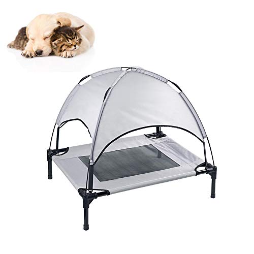 MAFANG Cama Elevada para Mascotas Elevada para Perro O Gato, Cama De Refrigeración Al Aire Libre, Portátil para Camping, Viajes con Toldo Extraíble, para Perros Grandes, Medianos Y Pequeños,XL