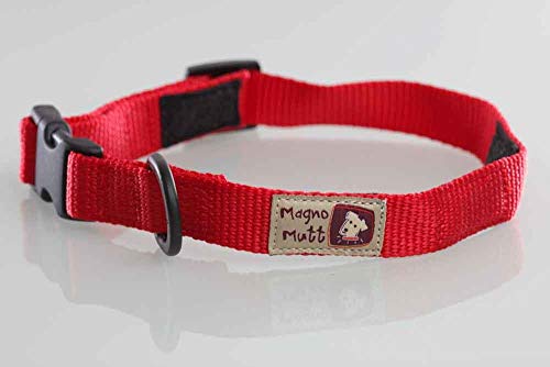 Magno Mutt – Advanced magnético – Cherry Rojo – Collar de perro grande (19 ¾ – 26 ½ – en). Ahora con anilla en D de metal nuevo