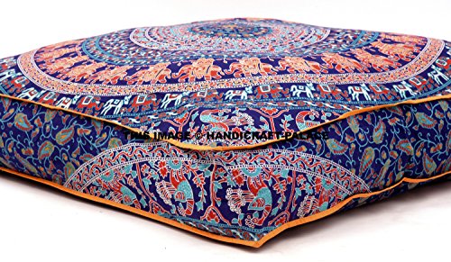 Mandala India, Almohada Cuadrada para el Suelo, Funda de Cojín, Puf Otomano asiento Otomano POUFS perro/mascotas cama, vendido por Handcraft-Palace