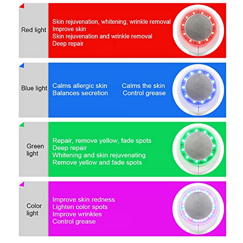 Masajeador facial multifuncional, Compresa fría y caliente Martillo antiarrugas Máquina de rejuvenecimiento de la piel con luz de color Dispositivo de belleza de estiramiento y estiramiento(EU)