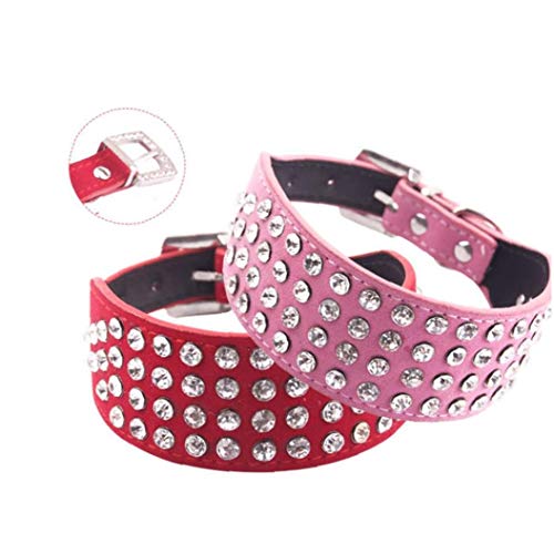 Mascota Collares Ancha Diamantes De Imitación De Cuero Con Tachuelas Collares De Perro Precioso Que Deslumbra Ante Suave Cuello De La Correa Combo Para Perros Con Diamantes De Imitación Hebilla 1pc