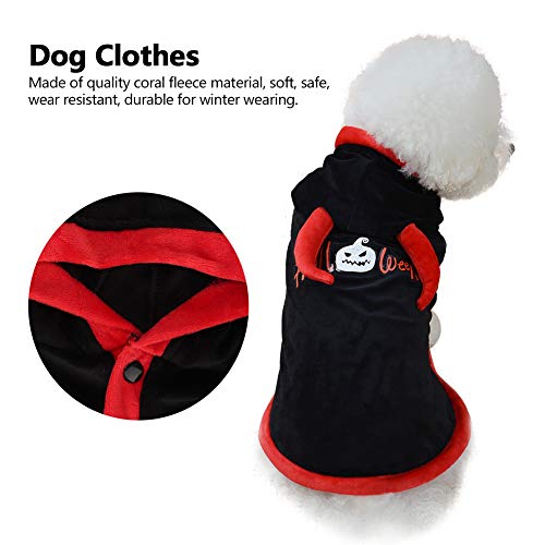 Mascota Ropa de Halloween Perro Gato Coral Fleece Manto Suave Mascota Vampiro Cosplay Capa Gatito Cachorro Disfraz de Fiesta temática de Halloween(L)