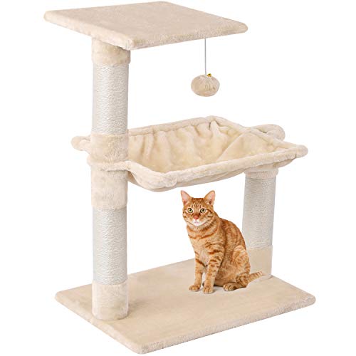 Mcdear Árboles para Gatos Rascador para Gatos Sisal Plush con Pelota Hamaca 70cm Beige