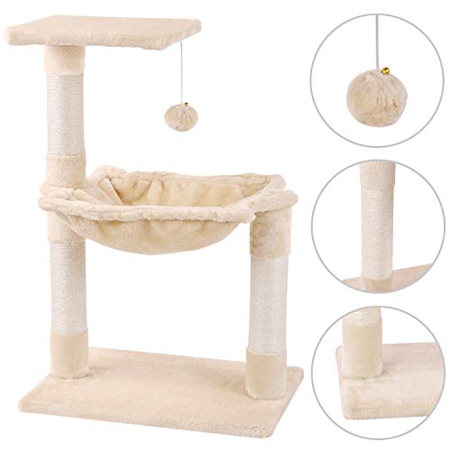 Mcdear Árboles para Gatos Rascador para Gatos Sisal Plush con Pelota Hamaca 70cm Beige