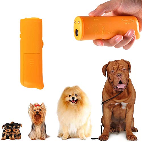 Mein HERZ Dispositivo Anti ladrido, Ahuyentador de Perros por Ultrasonido LED y Entrenador Dispositivo 3 en 1 Dispositivo de Entrenamiento de Perro Portátil para Detener Ladridos