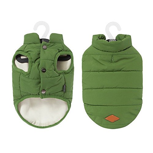 Meiwash Chaquetas para Perros Calentar Abrigos Ropa para Perros Cat West Abrigo Forrado de Invierno Chaleco de Ropa de Gato Pug Bulldog Francés (L, Verde)