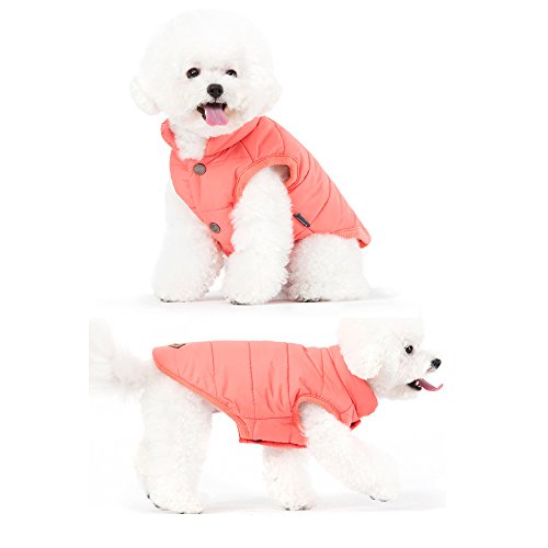 Meiwash Chaquetas para Perros Calentar Abrigos Ropa para Perros Cat West Abrigo Forrado de Invierno Chaleco de Ropa de Gato Pug Bulldog Francés (XL, Rosado)