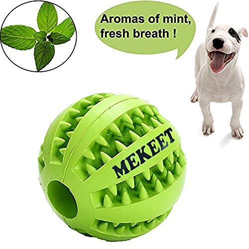 MEKEET Juguete de Goma Mascotas Squeeze Pet Ball Juguetes para morder para Perros Una Forma Divertida de Mantener Las encías sanas … (Green)