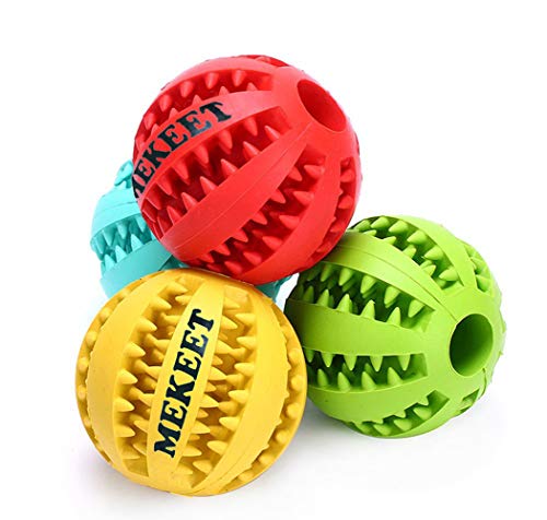 MEKEET Juguete de Goma Mascotas Squeeze Pet Ball Juguetes para morder para Perros Una Forma Divertida de Mantener Las encías sanas … (Green)