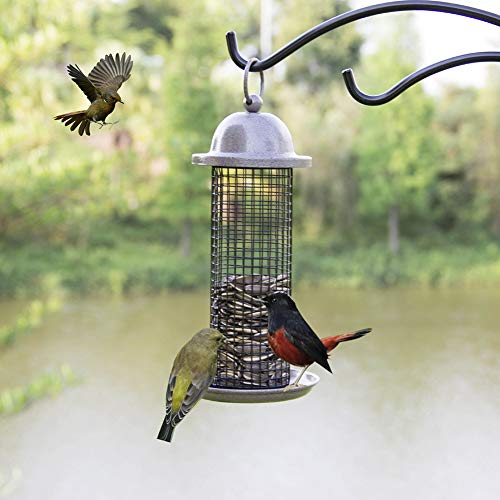 Mengya Comederos para Aves Comida Grano,Alimentador Pájaros para Pájaros Girasol, Comedero Cacahuetes para Pájaros Silvestres, Jardín Al Aire Libre,Columna Alimentación para Pájaros(22Cm)