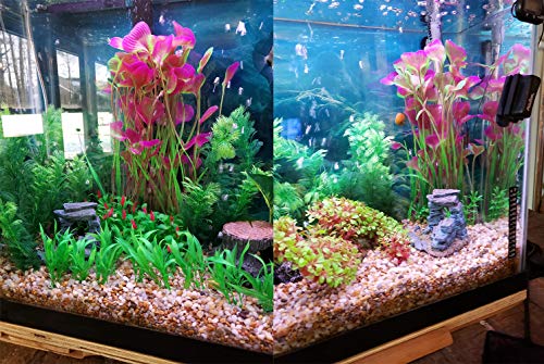 MINERLELE Plantas Artificiales de plástico para Acuario de 15,7 Pulgadas de Alto, para decoración de peceras de tamaño Grande, seguras para Todos los Peces, 7.09 Pulgadas de Ancho, Color Rojo Vino