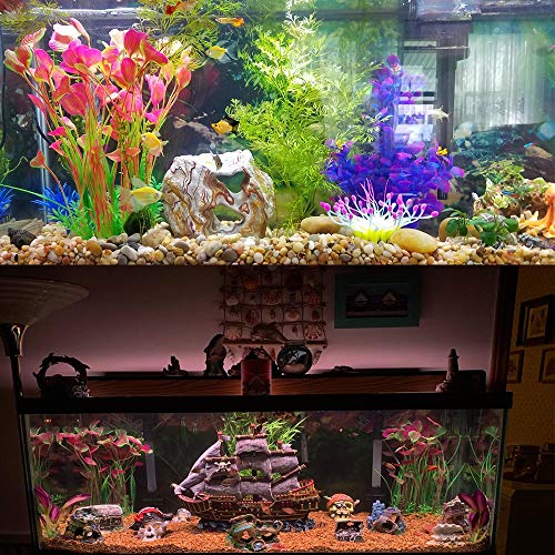 MINERLELE Plantas Artificiales de plástico para Acuario de 15,7 Pulgadas de Alto, para decoración de peceras de tamaño Grande, seguras para Todos los Peces, 7.09 Pulgadas de Ancho, Color Rojo Vino