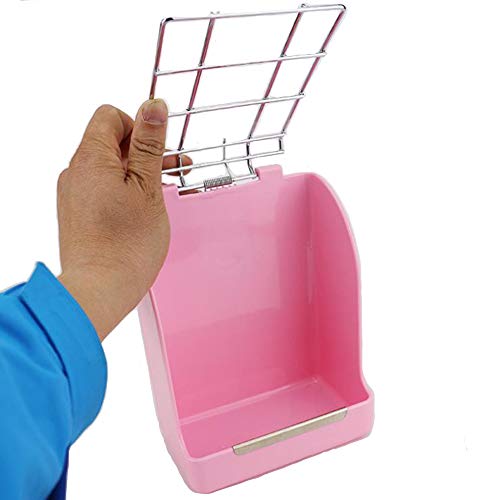 MINGZE Heno Alimentador para pequeños Animales, Conejillo, Animal pequeño, Conejo, Conejillo de Indias, Gacelaur, Hurón-Hecho de plástico y Metal de Calidad, no tóxico, Duradero(Rosa)