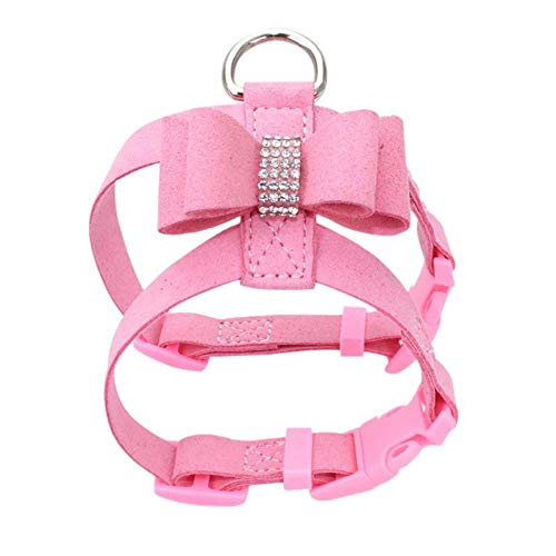 MMWW Bling Rhinestone Pet Puppy Arnés para Perros Correa de Terciopelo y Cuero para Perros pequeños Puppy Cat Chihuahua Collar Rosa Pet Dog Proveedores-Púrpura_Metro_China