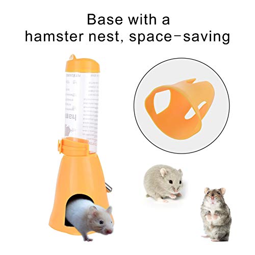 MOACC Hamster Botella de Agua Alimentador Automático Dispensador de Agua para Ratas, Cobayas, Hurones, Conejos, Pequeños Animales, 125ml, Amarillo