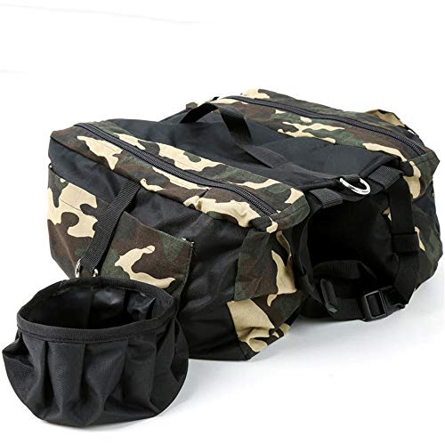 Mochila para Perros, Mascotas Ajustables Viaje al Aire Libre Sillín de Viaje Camuflaje Impermeable Tote Tote Senderismo Bolso portátil para Perros medianos Grandes,M