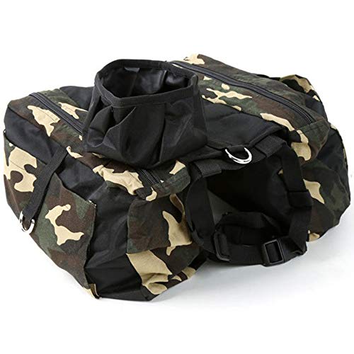 Mochila para Perros, Mascotas Ajustables Viaje al Aire Libre Sillín de Viaje Camuflaje Impermeable Tote Tote Senderismo Bolso portátil para Perros medianos Grandes,M