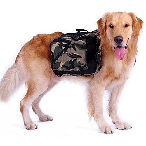 Mochila para Perros, Mascotas Ajustables Viaje al Aire Libre Sillín de Viaje Camuflaje Impermeable Tote Tote Senderismo Bolso portátil para Perros medianos Grandes,M