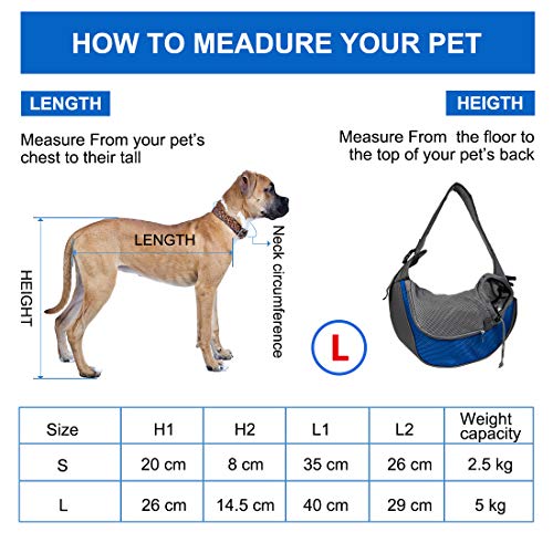 Mochila para Perros y Gatos, Mochila de Viaje al Aire Libre para Conejos, Mochila para Perros de hasta 5 kg (Talla L, Azul).