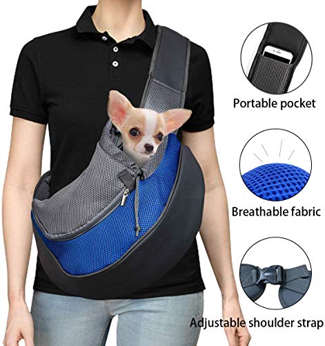 Mochila para Perros y Gatos, Mochila de Viaje al Aire Libre para Conejos, Mochila para Perros de hasta 5 kg (Talla L, Azul).