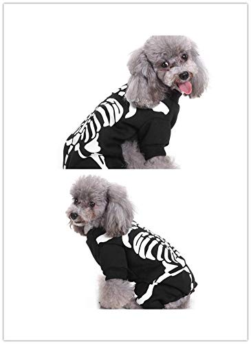 MonsterKill MK Disfraces de Halloween Perro Esqueleto, Ropa de Halloween Perro Cosplay, Disfraces de Perros Cool Skeleton, Ropa de Perro Caliente (XL)