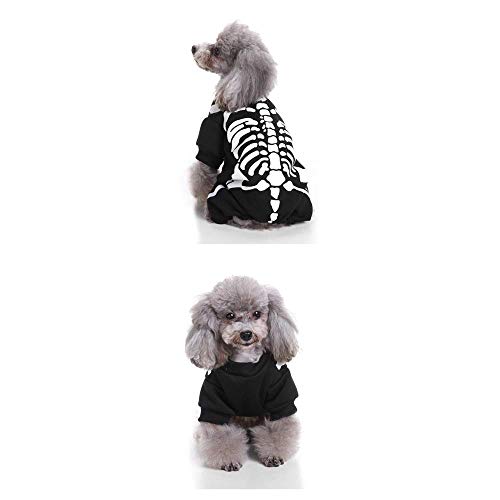 MonsterKill MK Disfraces de Halloween Perro Esqueleto, Ropa de Halloween Perro Cosplay, Disfraces de Perros Cool Skeleton, Ropa de Perro Caliente (XL)