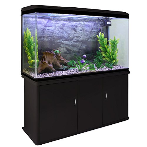 MonsterShop - Acuario 300 litros con Mueble Negro y Grava Natural 143cm x 120cm x 39cm