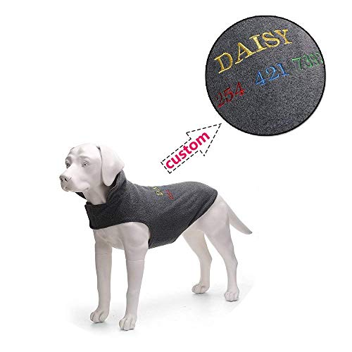 Moonpet Perro Personalizada Clima frío Polar Cortavientos Chaquetas Ropa - Deporte - ID Bordada Chaleco de Felpa Perro Nombre Perro Chaqueta de Vestir - para pequeñas, Medianas y Grandes