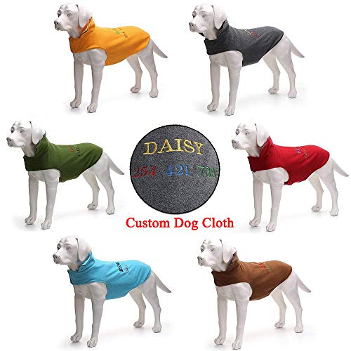 Moonpet Perro Personalizada Clima frío Polar Cortavientos Chaquetas Ropa - Deporte - ID Bordada Chaleco de Felpa Perro Nombre Perro Chaqueta de Vestir - para pequeñas, Medianas y Grandes