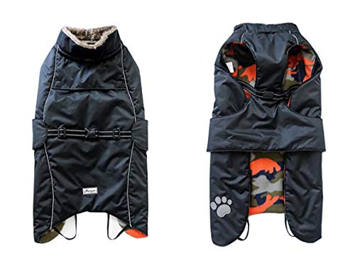 Morezi Abrigo Impermeable para Perro, Abrigo de Invierno para Perro con Forro Polar Acolchado, Ropa para Perro con Bandas Ajustables y cordón de Ajuste en Invierno