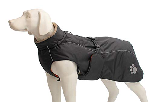 Morezi Abrigo Impermeable para Perro, Abrigo de Invierno para Perro con Forro Polar Acolchado, Ropa para Perro con Bandas Ajustables y cordón de Ajuste en Invierno