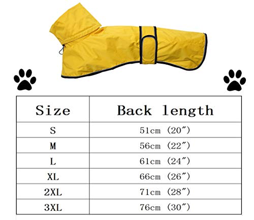 Morezi Chubasquero para Perro con Barra Reflectante, Resistente a la Lluvia/Agua, Chaleco Ajustable – Chaleco Impermeable para Perros para Galgos, erechadores y Whippets 0608