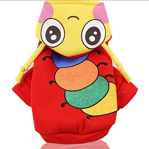 MRQXDP Caterpillar Winter Warm Pet Dog Coat Puppy Clothing Busto 45cm Longitud de la Espalda 35cm Sudaderas con Capucha para Perros Traje de Dibujos Animados Ropa para Perros Adecuado para Peso 6 kg