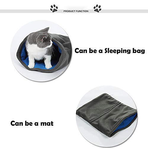 MRQXDP Saco de Dormir para Gatos domésticos Estera Suave para Nido de Gatito Lavable con Cremallera Color sólido Gatos cálidos y Plegables Cama para Viajar Fácil de Transportar 48x40m Gris