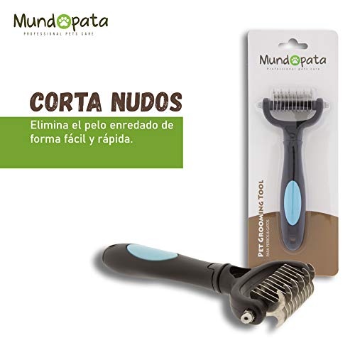 Mundopata Pack 3 Cepillos Perro y Gato y Peine Perro de Color Azul - Cepillo Perro Pelo Largo Ideal para tu Mascota - Revitaliza el Pelo Muerto con el Peine para Perro y Gato