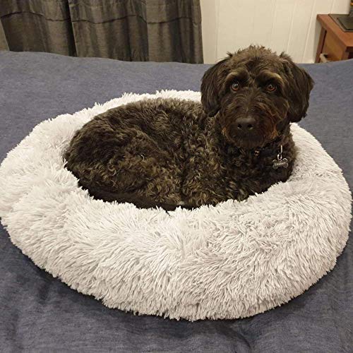 MUZIM Camas largas de Felpa para Perros, Cama calmante Hondenmand, Perrera para Mascotas, súper Suave y esponjosa, cómoda para casa Grande para Perros/Gatos-Gris Pardo_XL-80cm